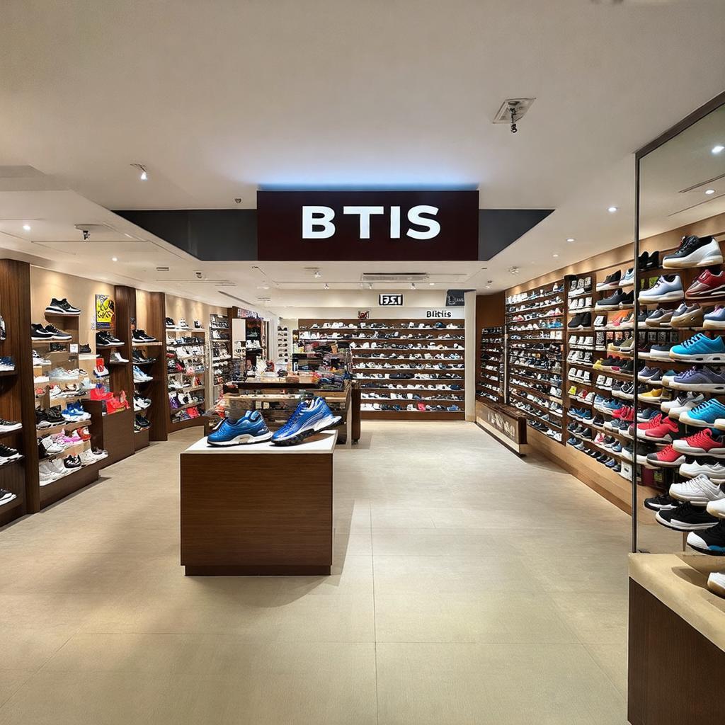 Bên trong Shop Bitis Nguyễn Trãi, Quận 5 với không gian rộng rãi, trưng bày nhiều mẫu giày dép.